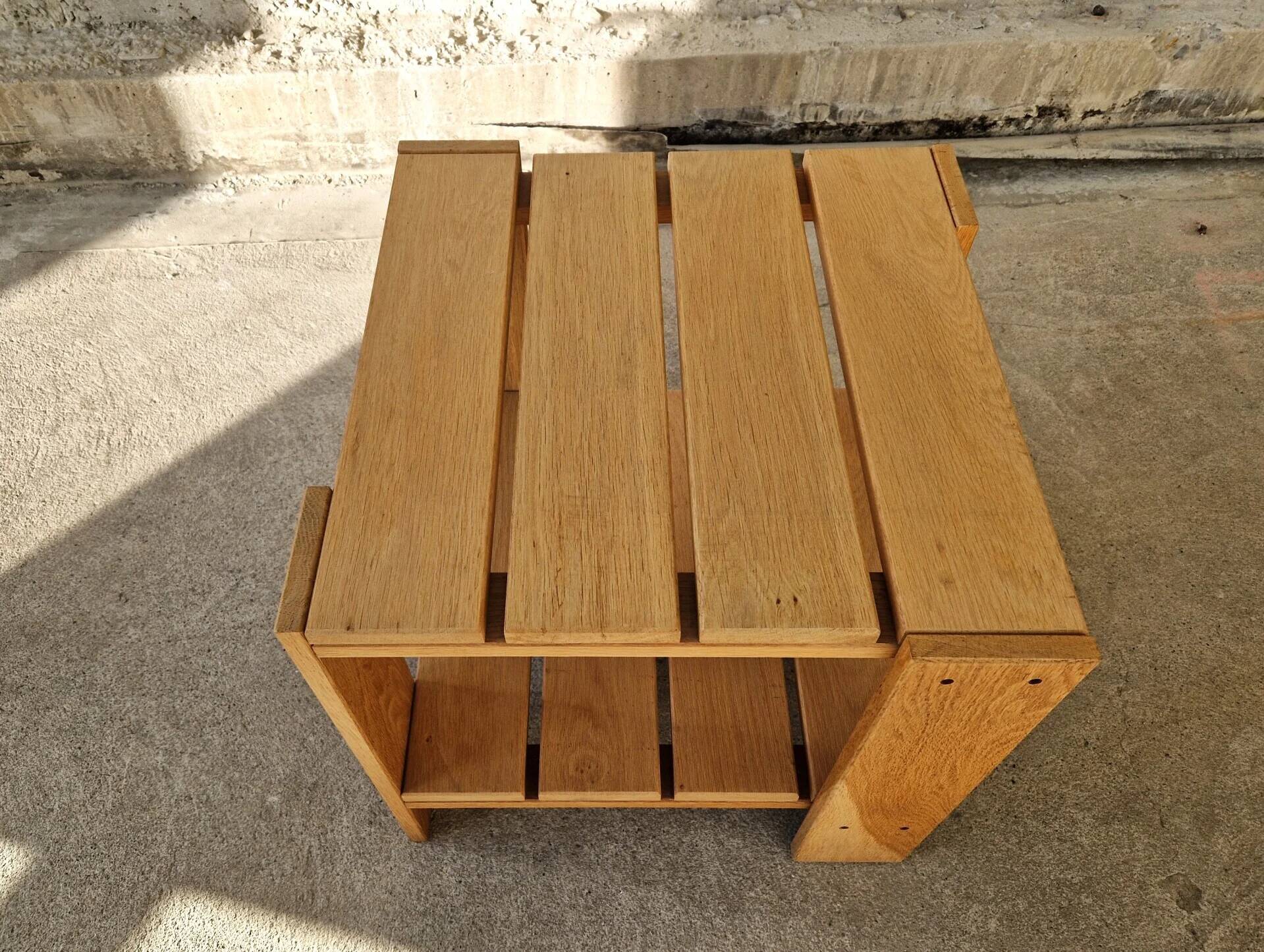 Vintage crate table, 1990s oak