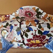 Jardinière en faïence de Gien, modèle Pivoines 1980