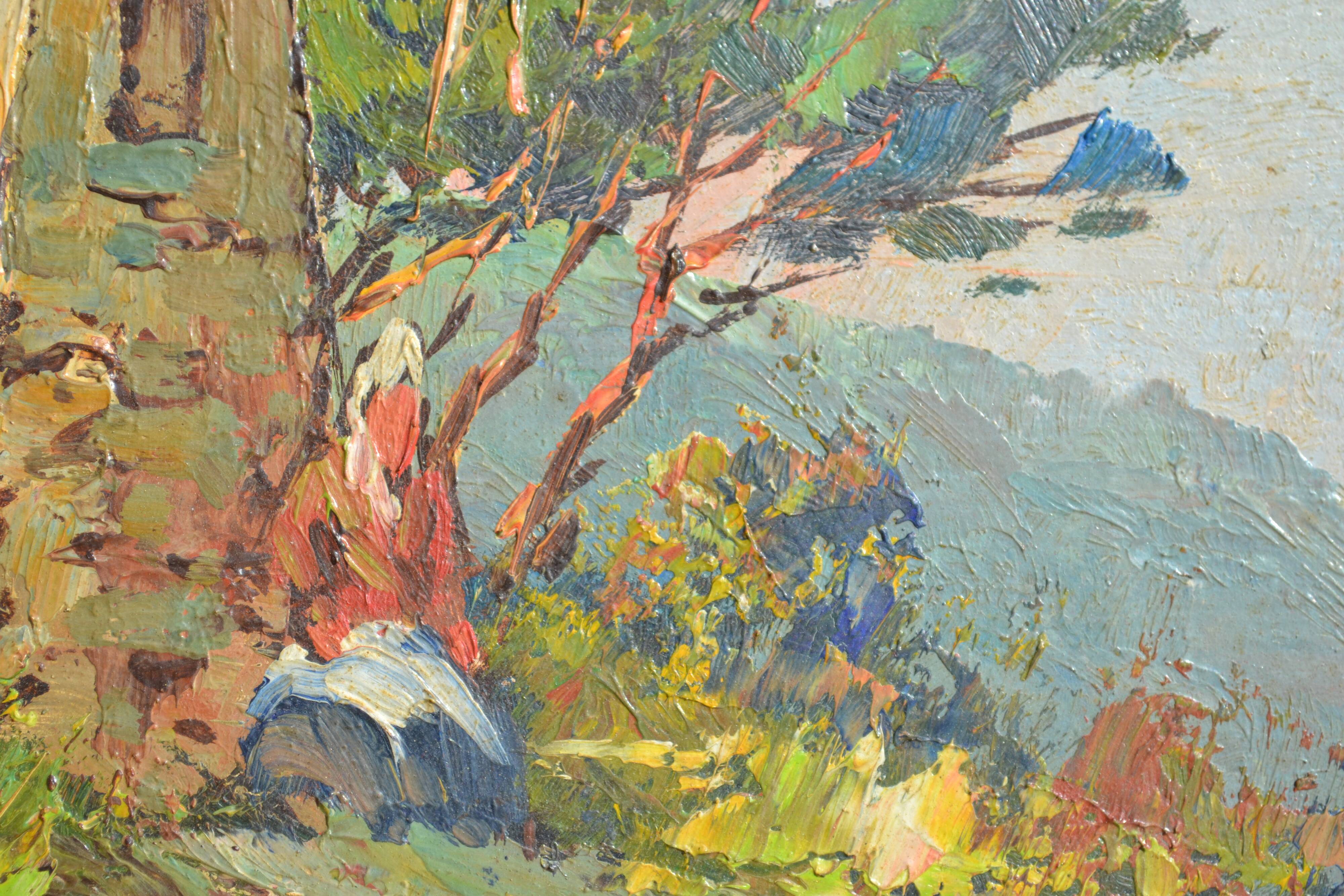 Fortuné Car (1905-1970) painting of a Provençal landscape, oil on canvas.