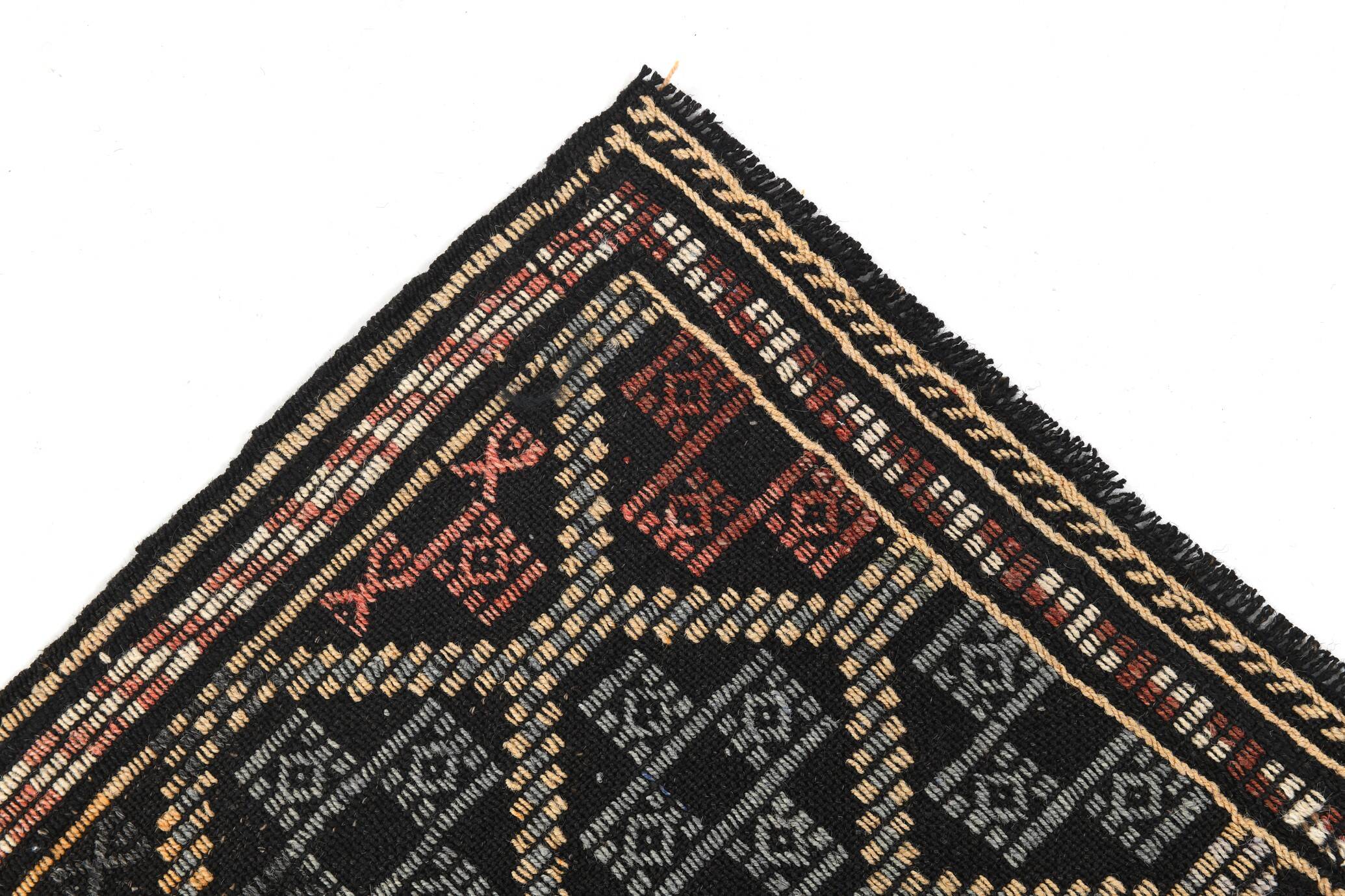 6x9 Pale Red & Yellow Geoemtric Kilim Rug, Handwoven Wool Antique Carpet