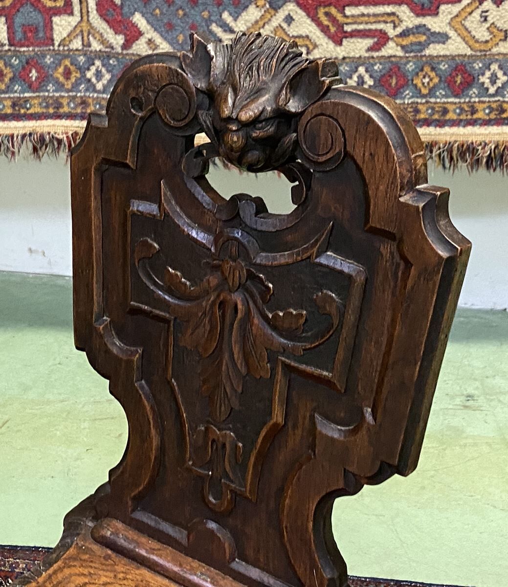 Pair of low 19th oak chairs