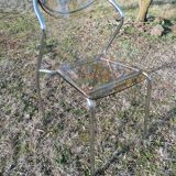 Vintage designer chair in plexiglass and chrome 1980
