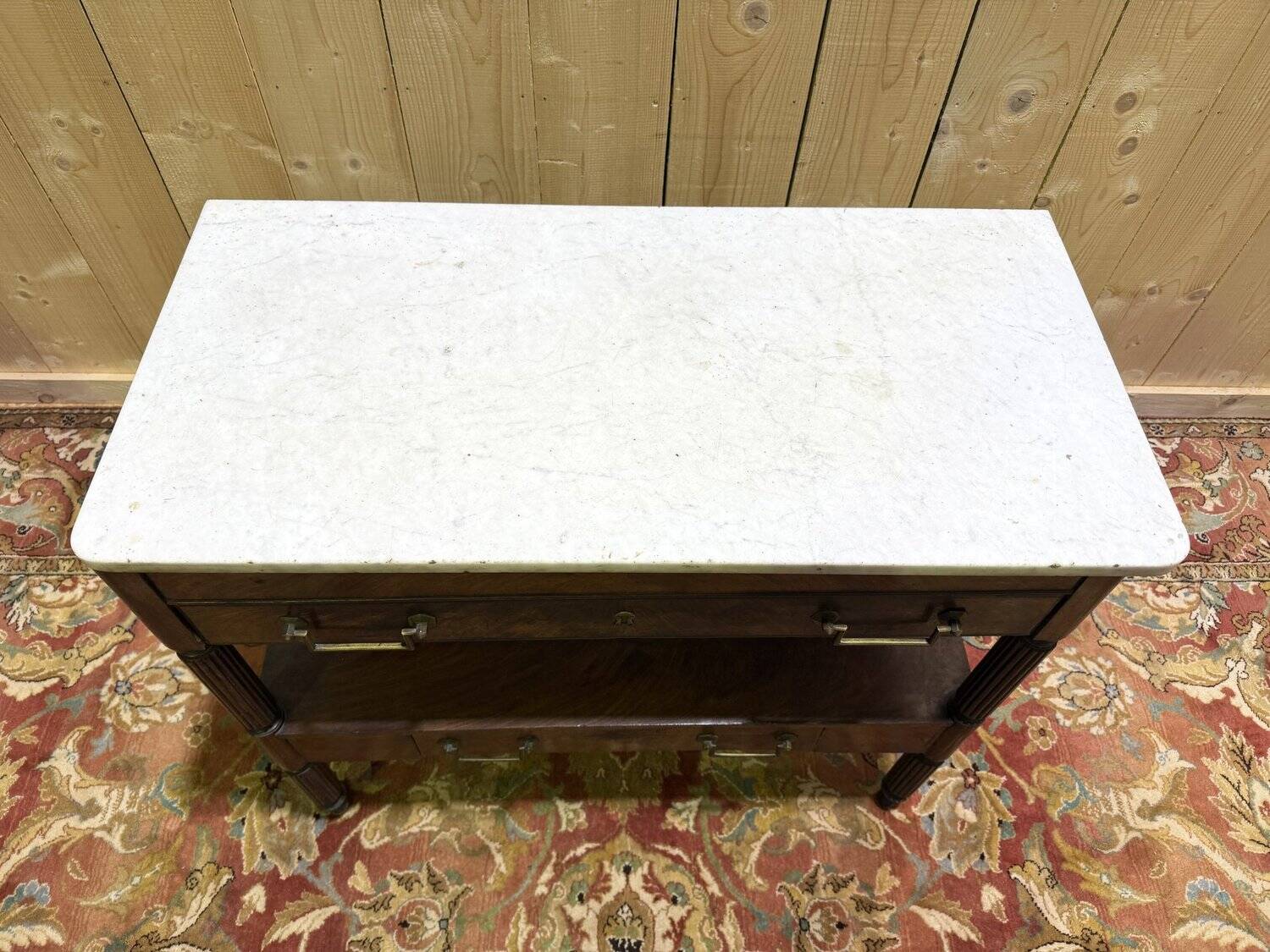 Dessert / Console in mahogany and marble in the Louis XVI style.