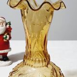 Paire de vases en verre ambré moulé vintage