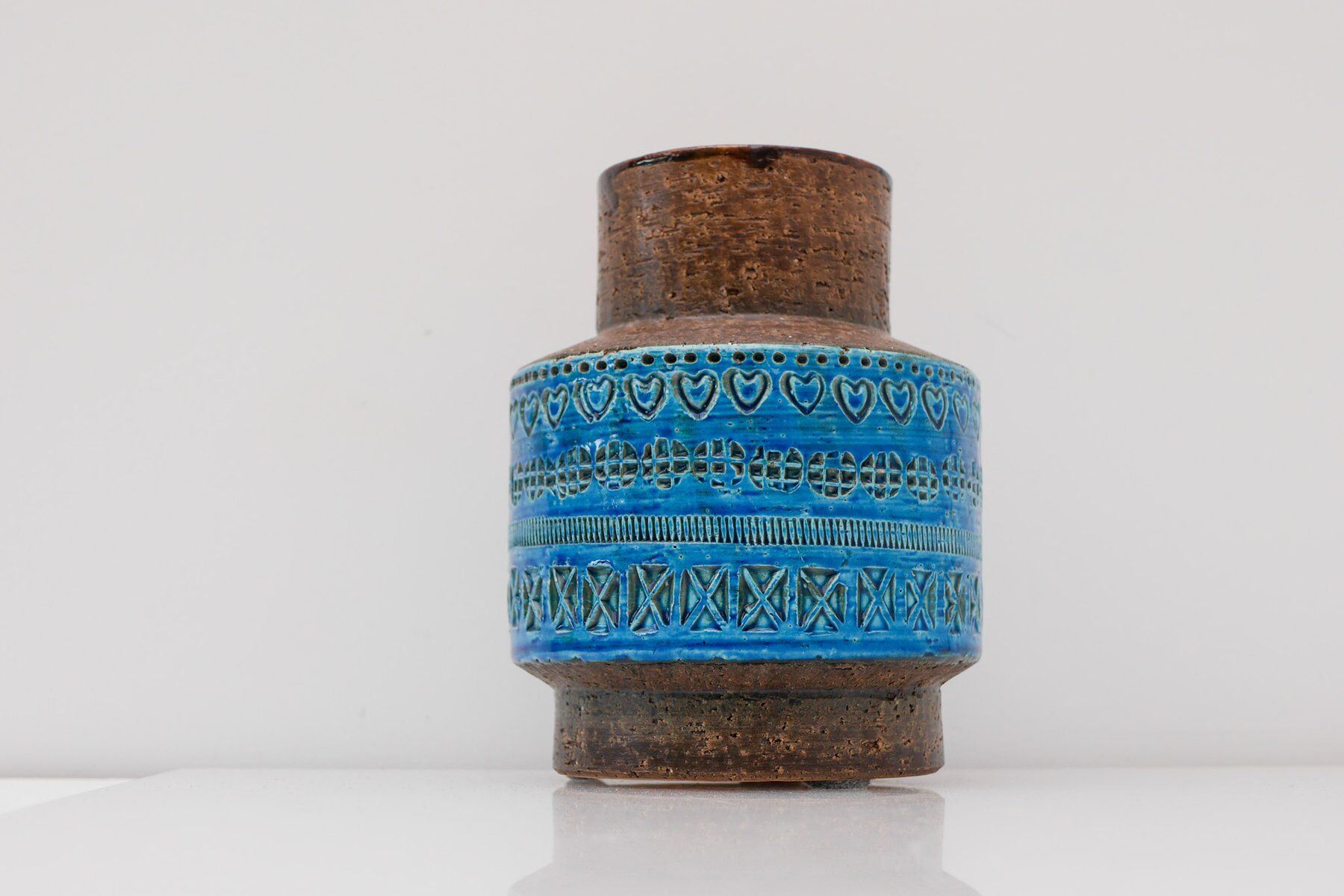 Vintage Rimini Blue Ceramic Vase by Aldo Londi for Bitossi, Italy, 1960s
