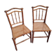 Pair of bamboo-style wooden canned chairs