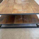 Coffee table sheet metal and natural teak, Le Cèdre Rouge