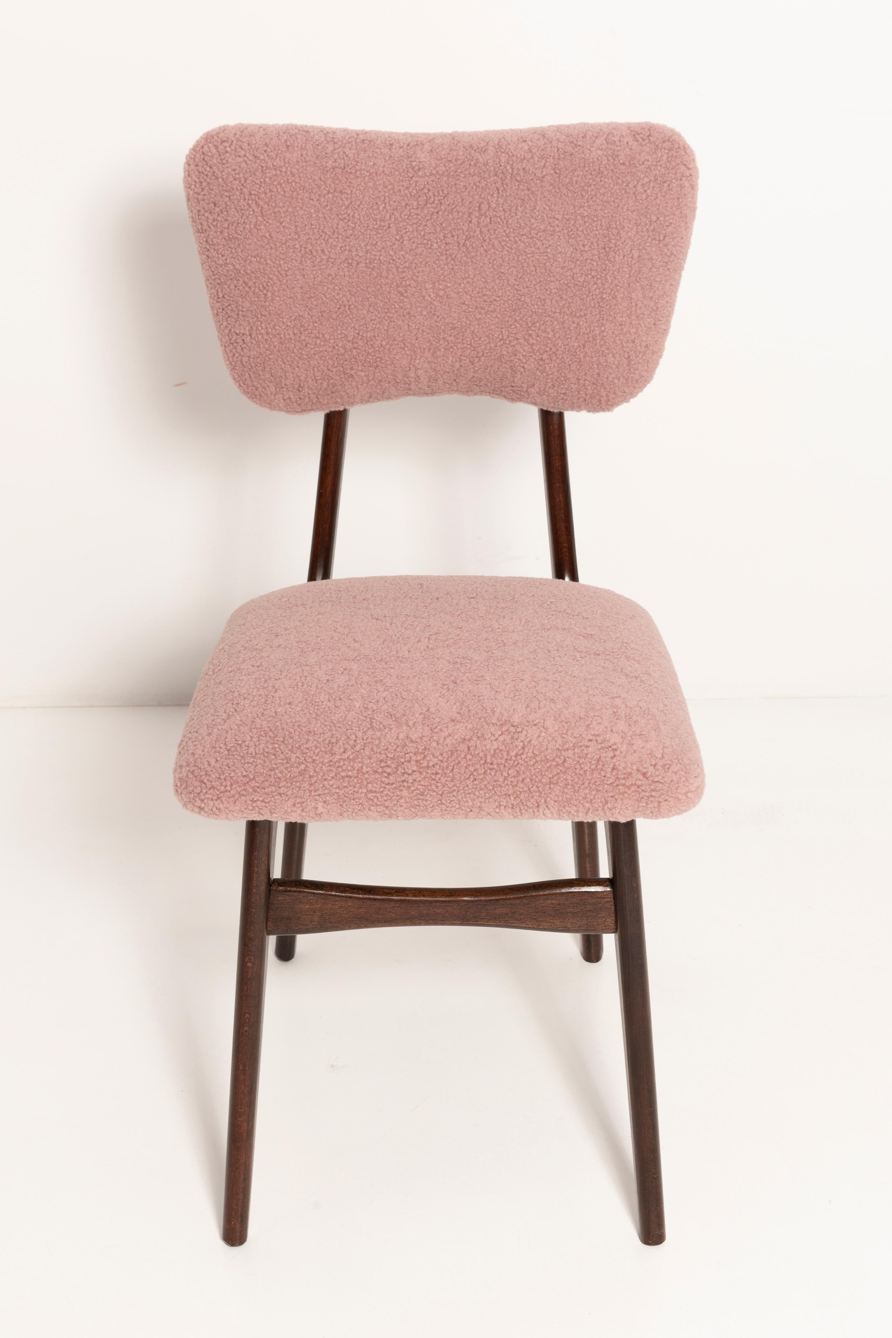 "Butterfly" dining chair in pink boucle, Europe, 1960s