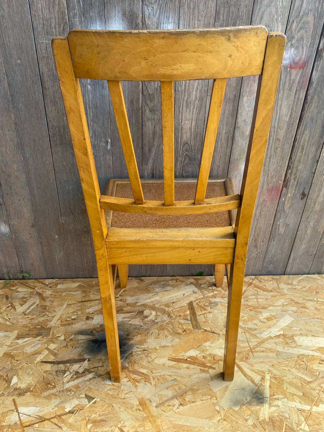 Set of 4 Antique Bistrot Chairs in Baumann Style Wood from the 60s