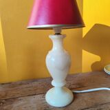 Old beige marbled stone lamp base - alabaster lamp