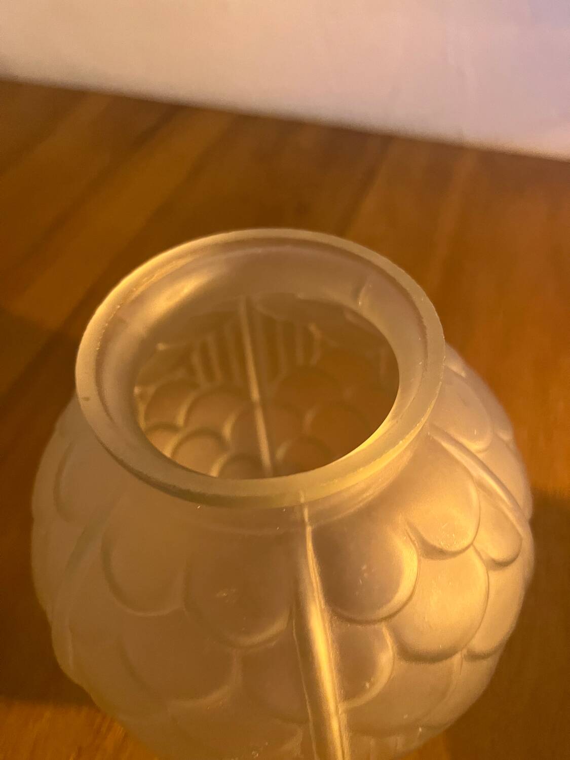 Art Deco style ball vase in frosted glass made in France