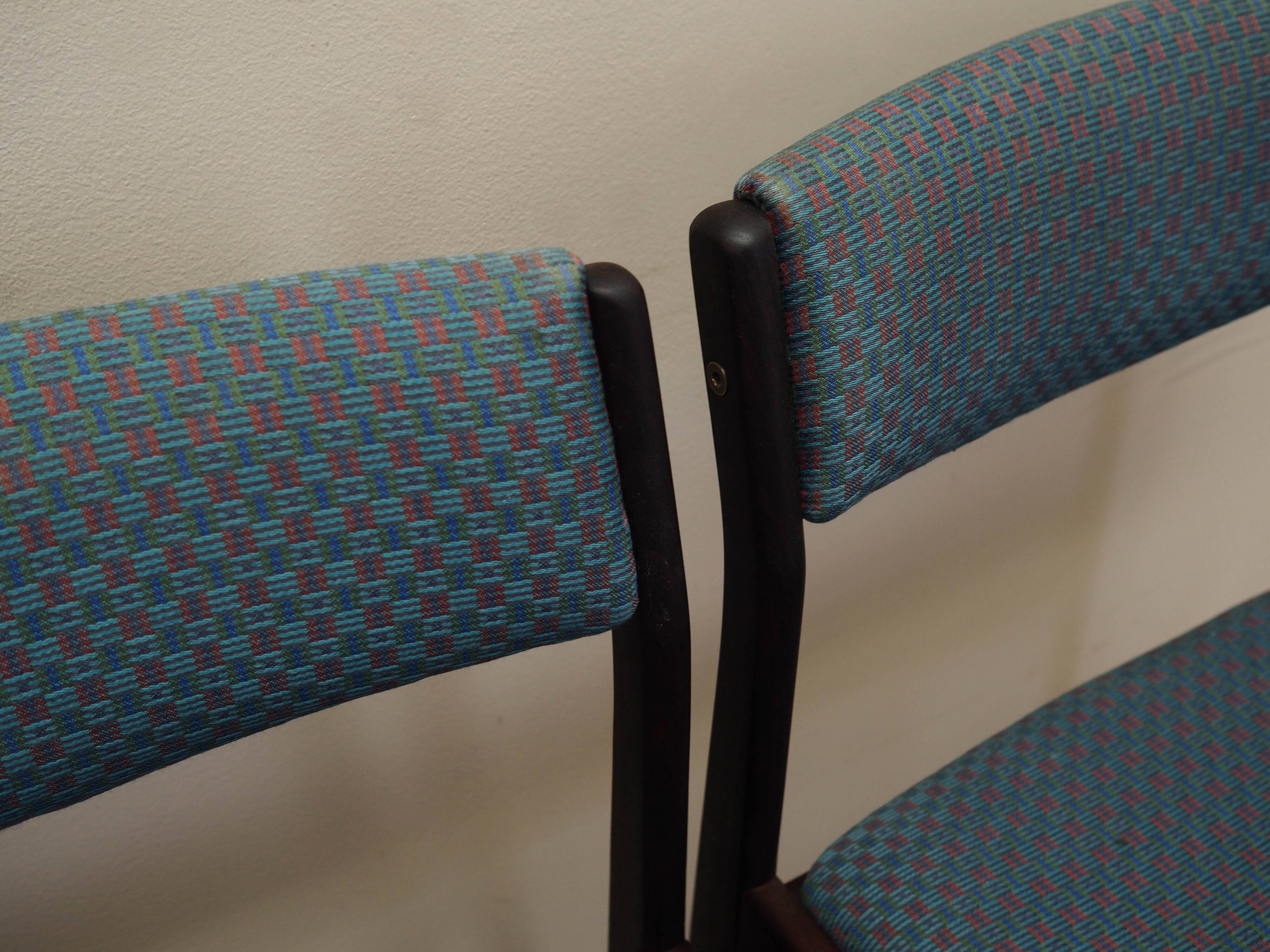 Set of three rosewood chairs, Danish design, 1970s, production: Denmark