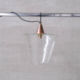 Clear Glass Mid-Century Copper Conical Pendant Light
