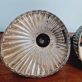 Set of 3 industrial mercury glass pendant lights, GAL (France), 1930s