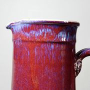 Large artistic stoneware vase by Lévéjac Michel Goldstyn, with flamed oxblood glaze.