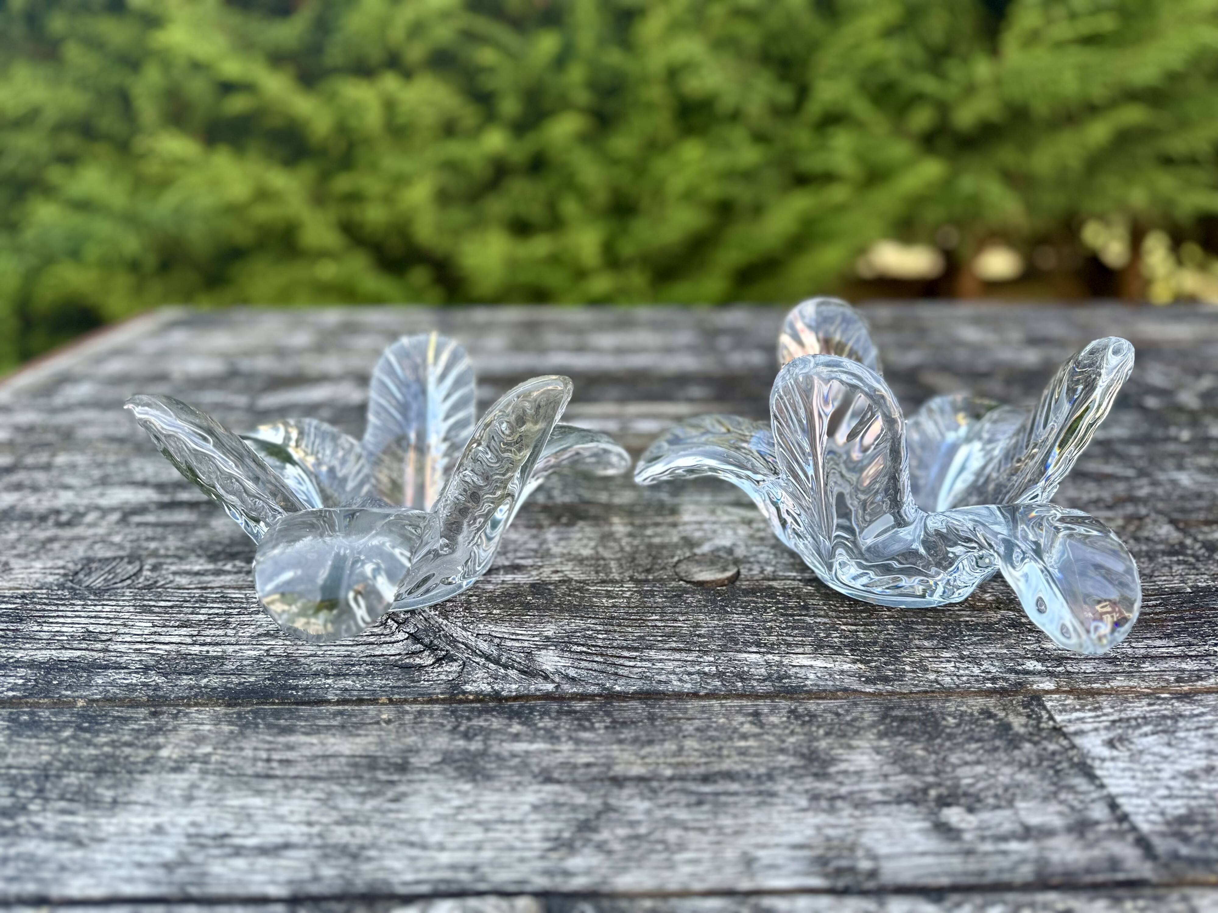 Bougeoirs, centre de table (lot de 2) verrerie de Vannes "Le chatel" 1970'S