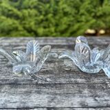 Candlesticks, centerpiece (set of 2) Vannes glassware "Le chatel" 1970's