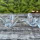 Bougeoirs, centre de table (lot de 2) verrerie de Vannes "Le chatel" 1970'S