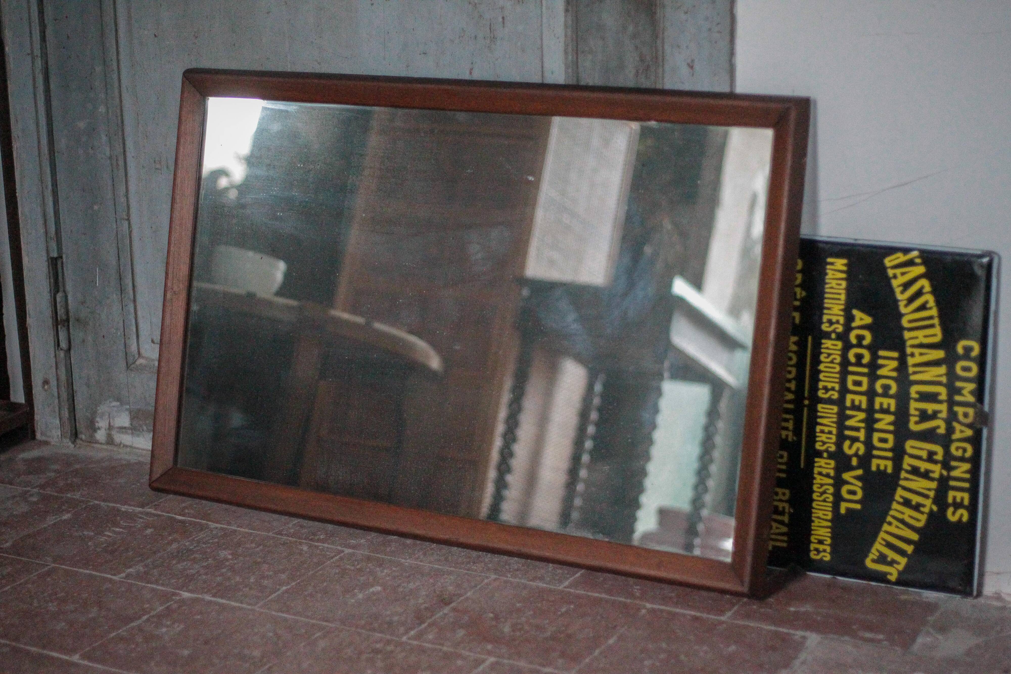 Large vintage wooden mirror, wall mirror, wall mirror, Scandinavian style