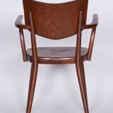 Original ArtDeco Beech Chair with Armrests by Ton, Radomir Hofman, Czechia, 1940s