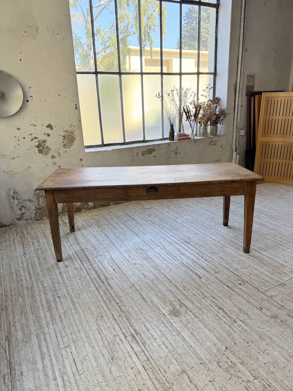 Pine and oak + walnut farmhouse table 1950