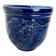 Wall pot in glazed blue terracotta with a grape design, 1970s.