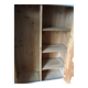 Armoire vintage en bois blond peinte blanc antique, portes décor Volkswagen Samba, pièce unique