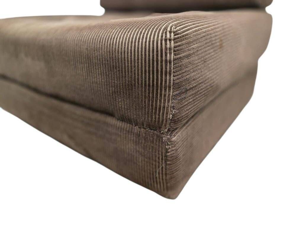 Fauteuil vintage marron côtelé / une place avec accent chromé