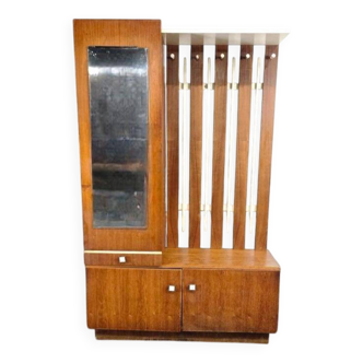 Porte-manteau vintage sur pied avec miroir et armoire