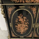 Meuble Napoléon III en bois noir et marqueterie de bois clair XIX siècle