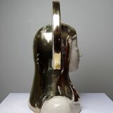 Bust of the Virgin with halo, glazed ceramic, vintage/antique craftsmanship