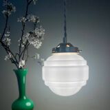 Vintage globe pendant light in white opaline