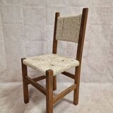 Wooden chair with woven rope seat