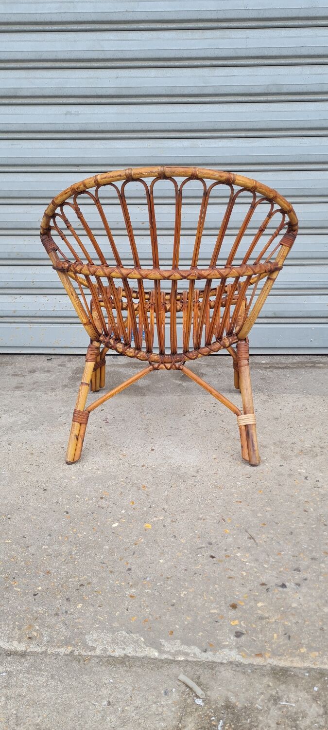 Rattan shell armchair 1960