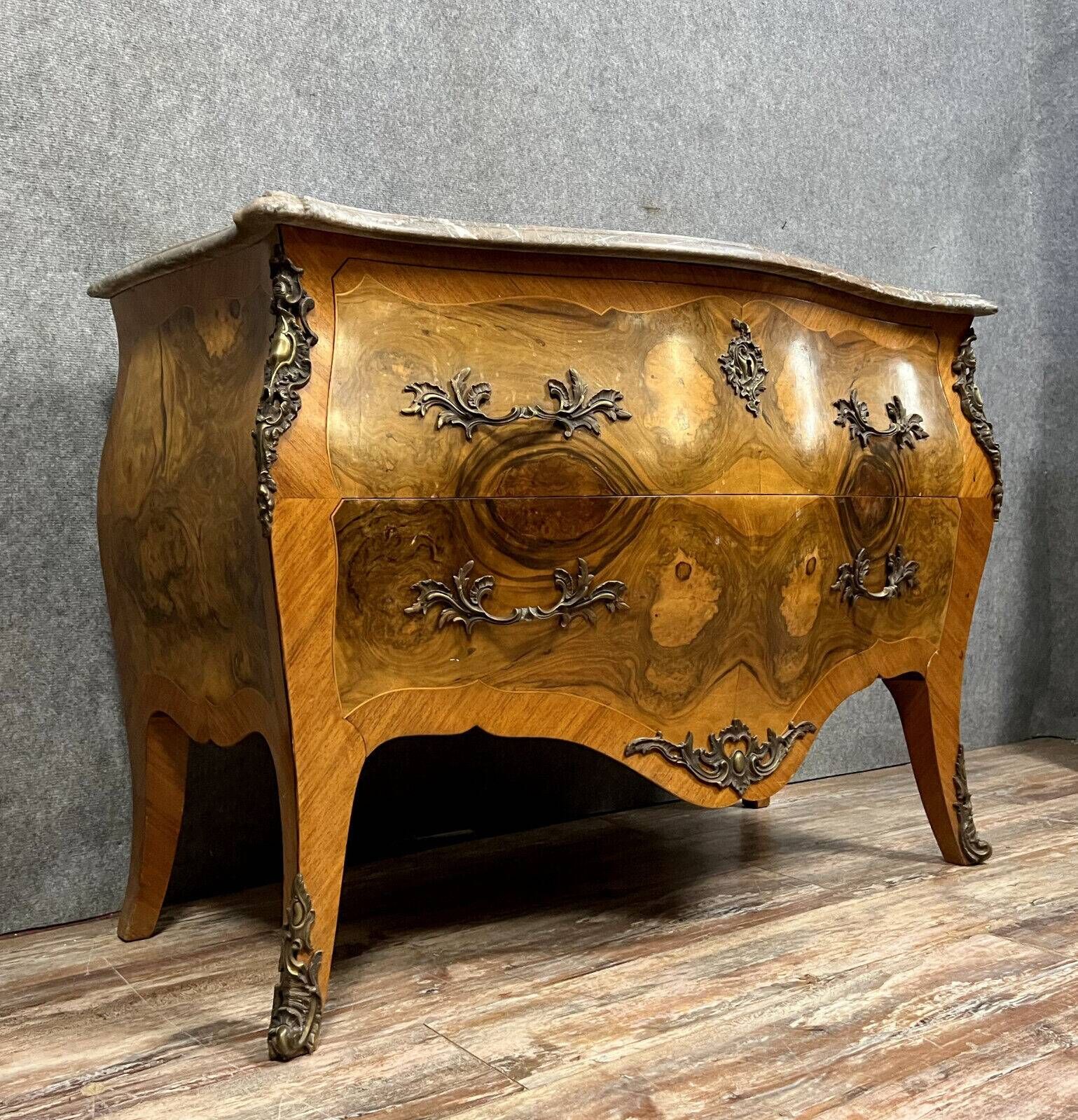 Commode Tombeau style Louis XV en marqueterie de bois nobles vers 1880 ...