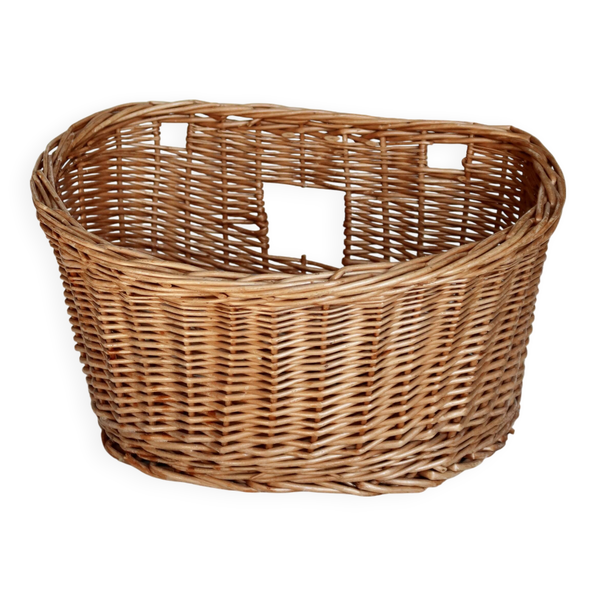 Vintage woven wicker wall basket