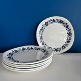 Set of 6 Sarreguemines Pyroblan flat plates - Porcelain with floral pattern