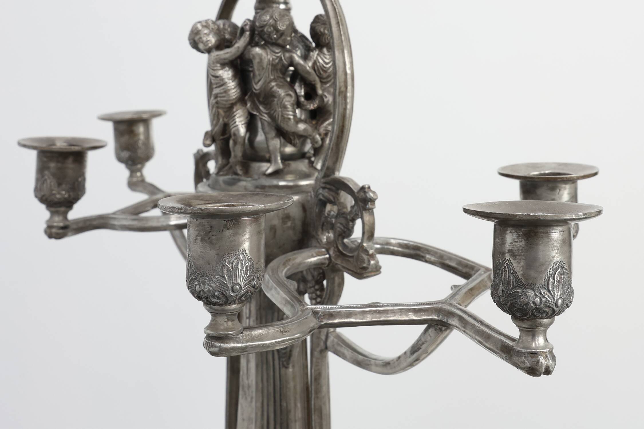 Art Nouveau tin candle holder by Achille Gamba, Italy ca. 1900