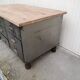 Antique workshop workbench, vintage, metal and wood