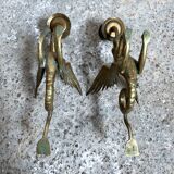Paire de bougeoirs dragon laiton phoenix griffon