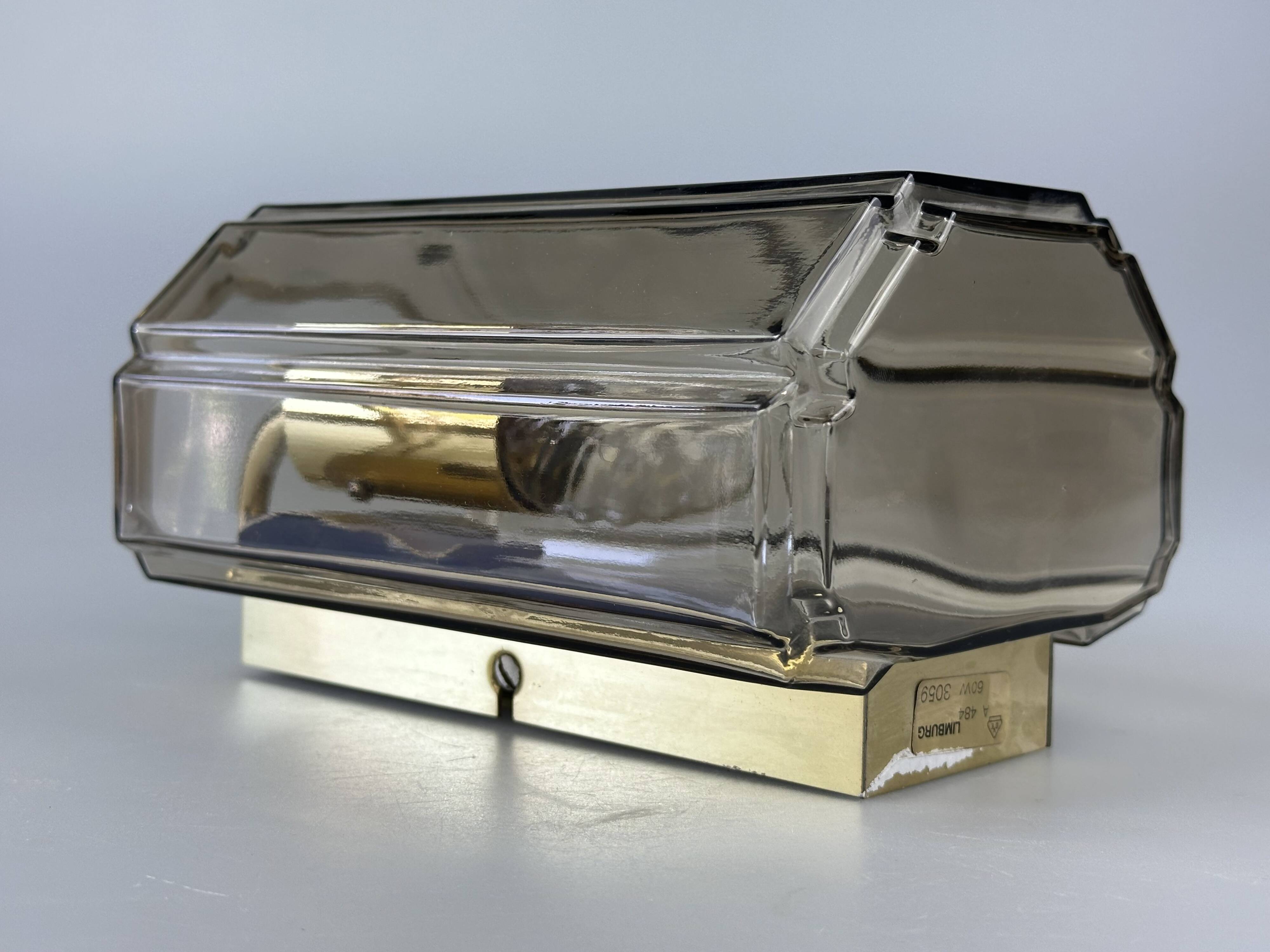 1960s/70s Wall Lamp Glashütte Limburg Germany Glass & Metal Age Design