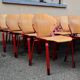Set of 4 Design Chairs Rio Fröscher 1985 Postmodern Red Wood