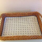 Rectangular wicker tray, vintage 60-70s