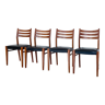 4 chaises scandinave en bois et skaï noir