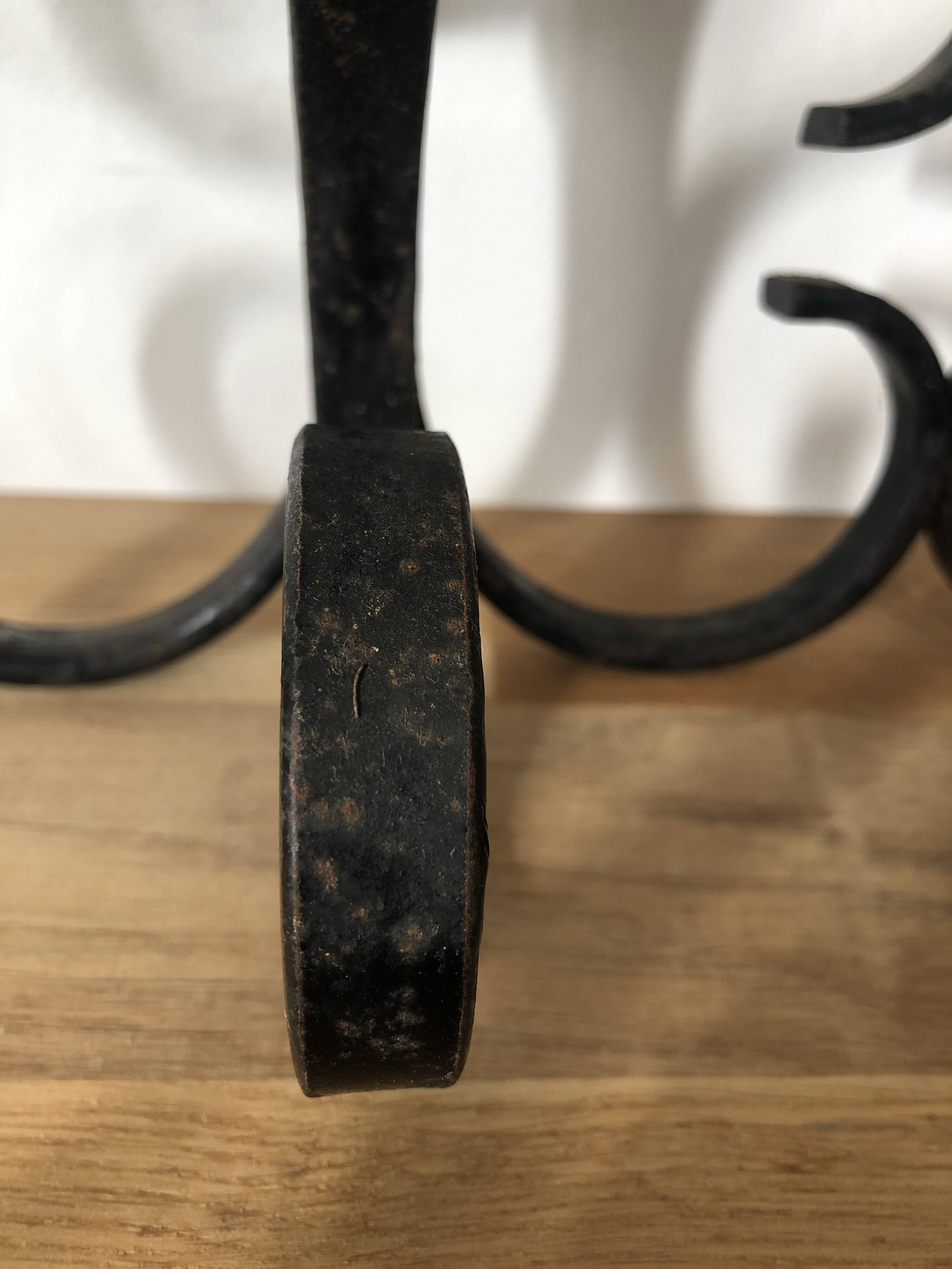 Double wrought iron wall hook