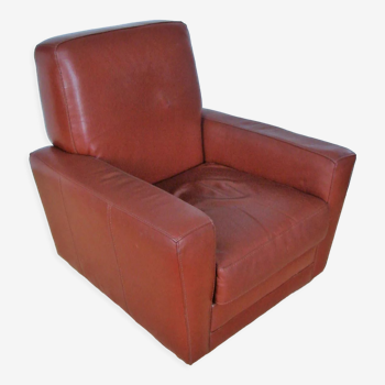 Fauteuil en cuir art déco, années 1960