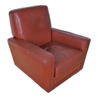 Fauteuil en cuir art déco, années 1960