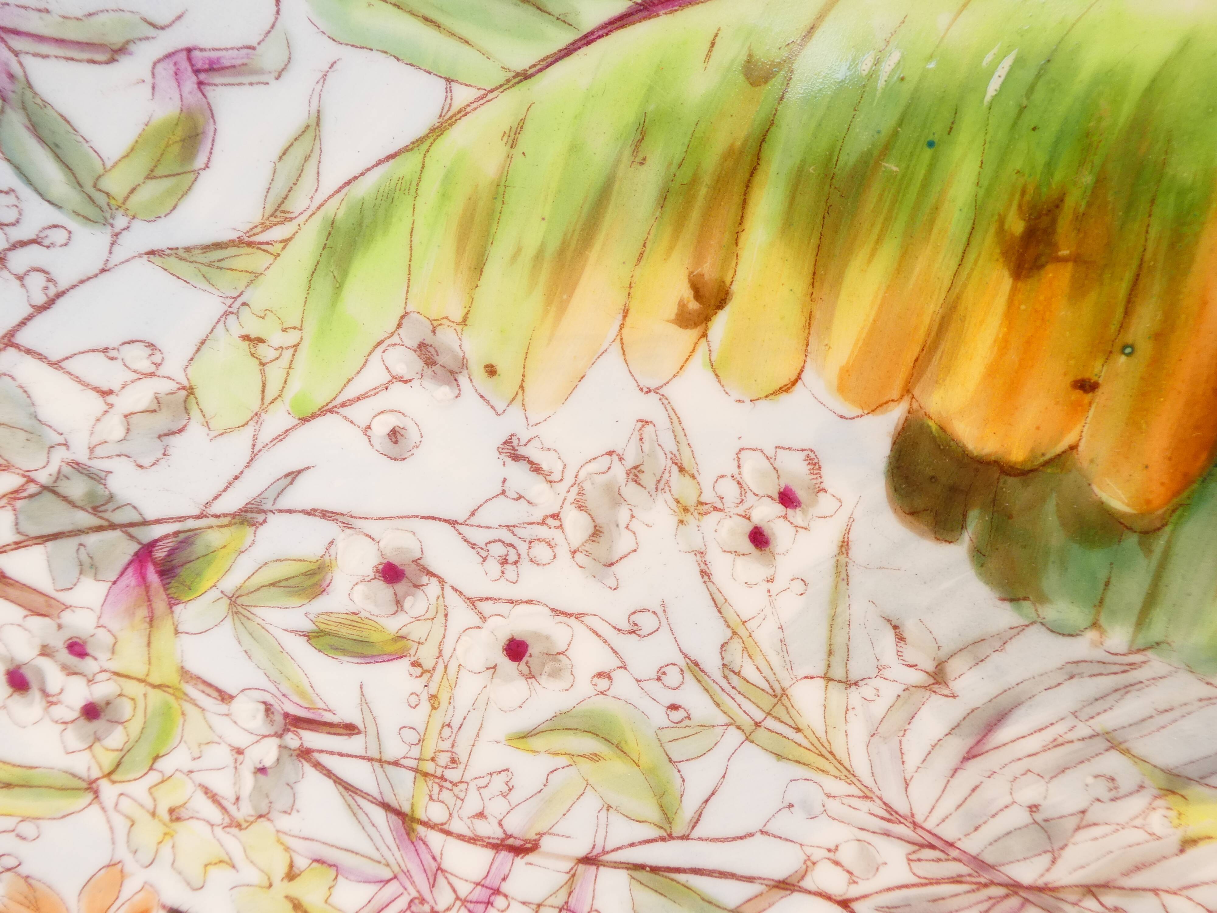 Porcelain dish from limoges or paris around 1900 decoration at martin pecheur