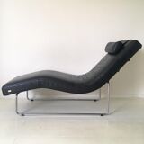 Black leather adjustable lounge chair by Rolf Benz, Basix series