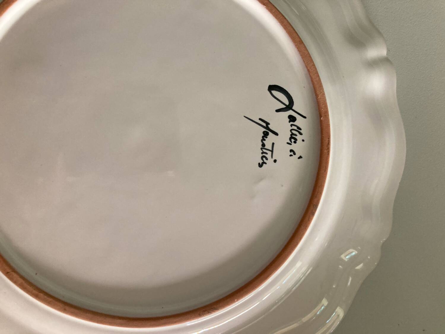 Moustiers porcelain plate with bird decor